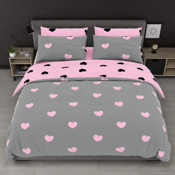 საწოლნახევრიანი თეთრეული - n-7465-grey-pink
